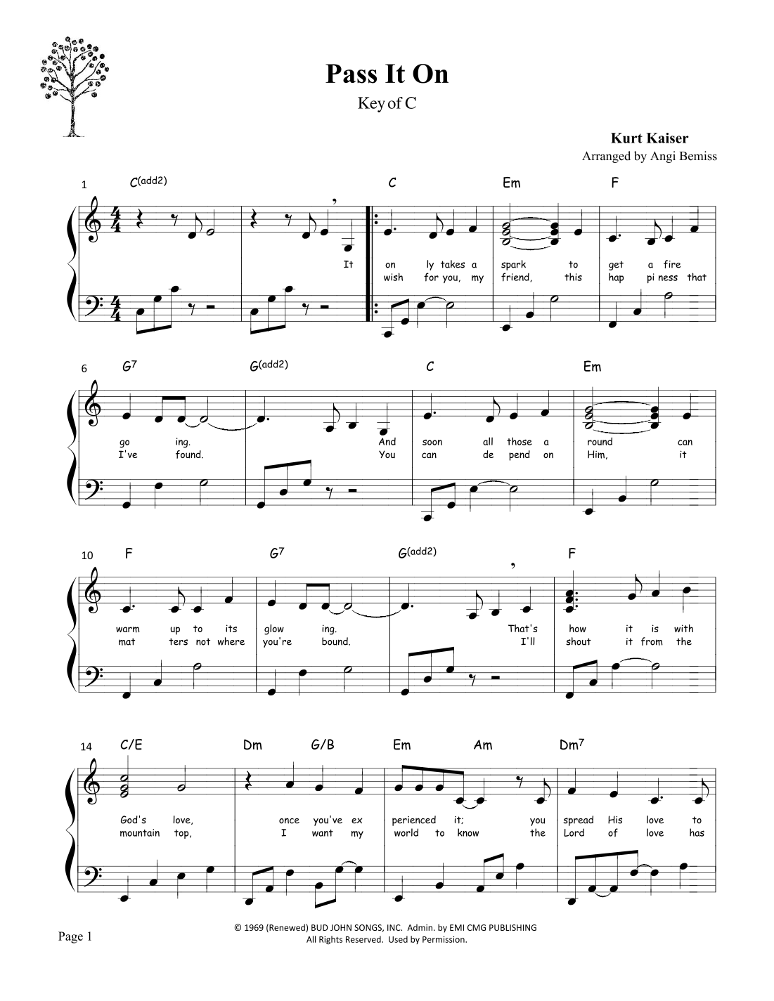 Pass It On (arr. Angi Bemiss of Simply the Harp) Digital Sheet Music