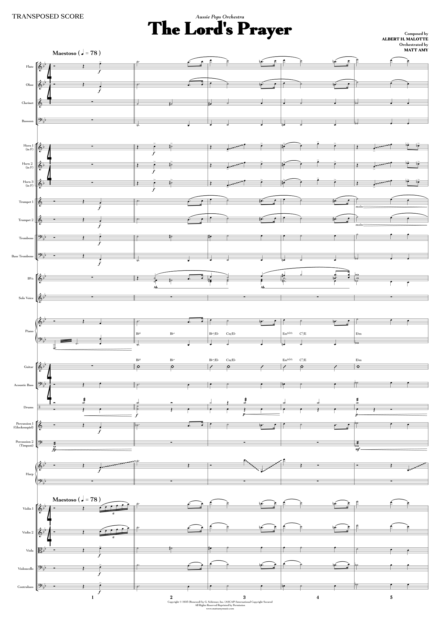 The Lord's Prayer (arr. Matt Amy) by Albert H. Malotte 管弦乐团全谱 - 预览