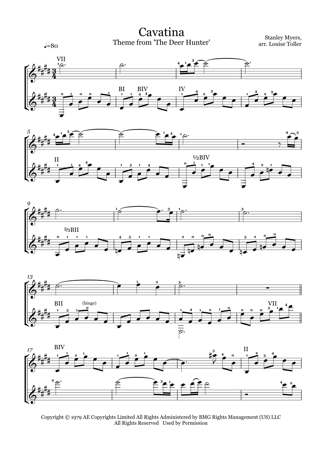 Cavatina (arr. Louise Toller) von John Williams Noten zum ...