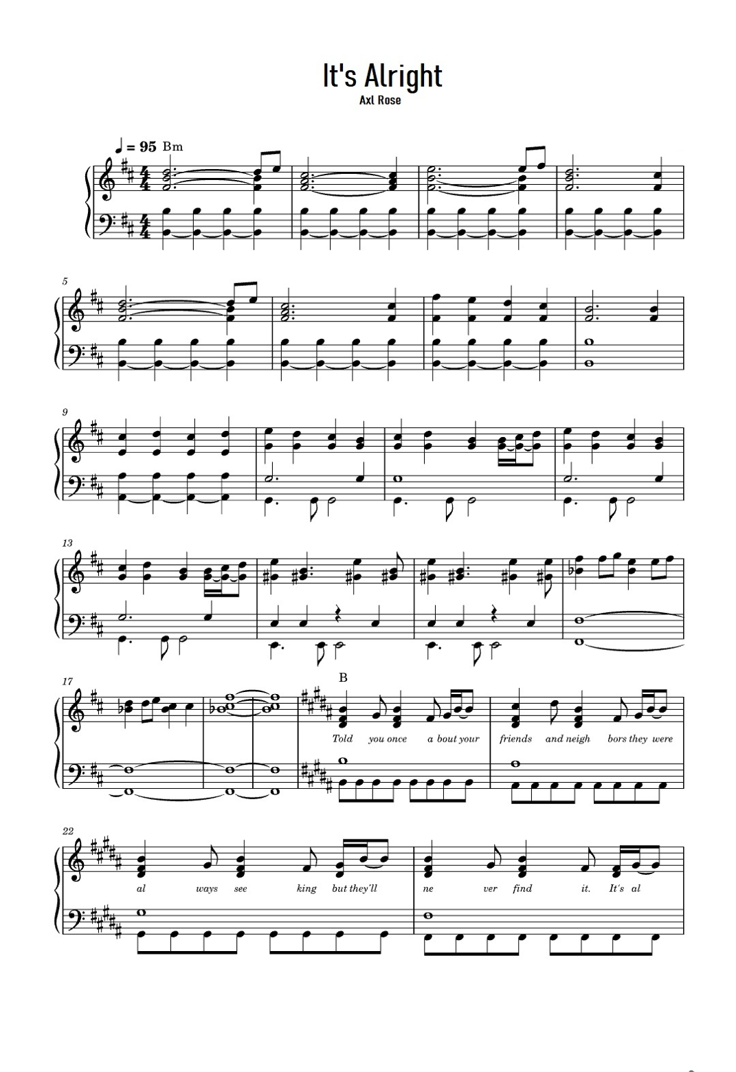 Guns 'n Roses (arr. Axl Rose-It's Alright) by Nick Boyd Sheet Music for ...