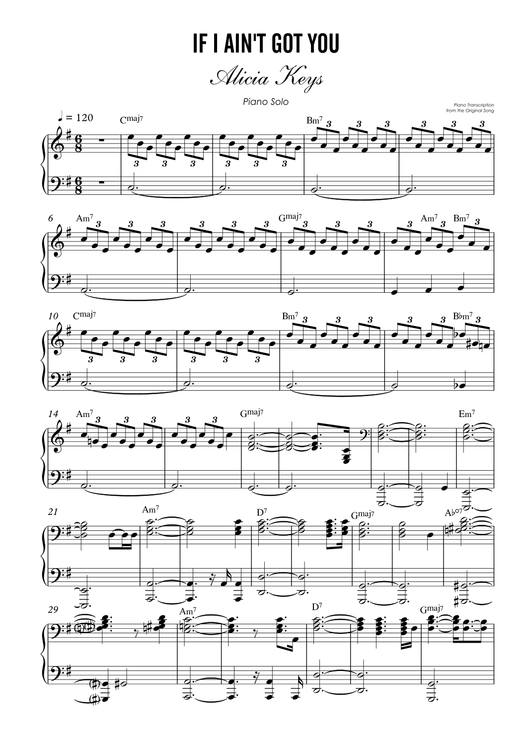 If I Ain't Got You (arr. Original) by Alicia Keys Sheet Music for