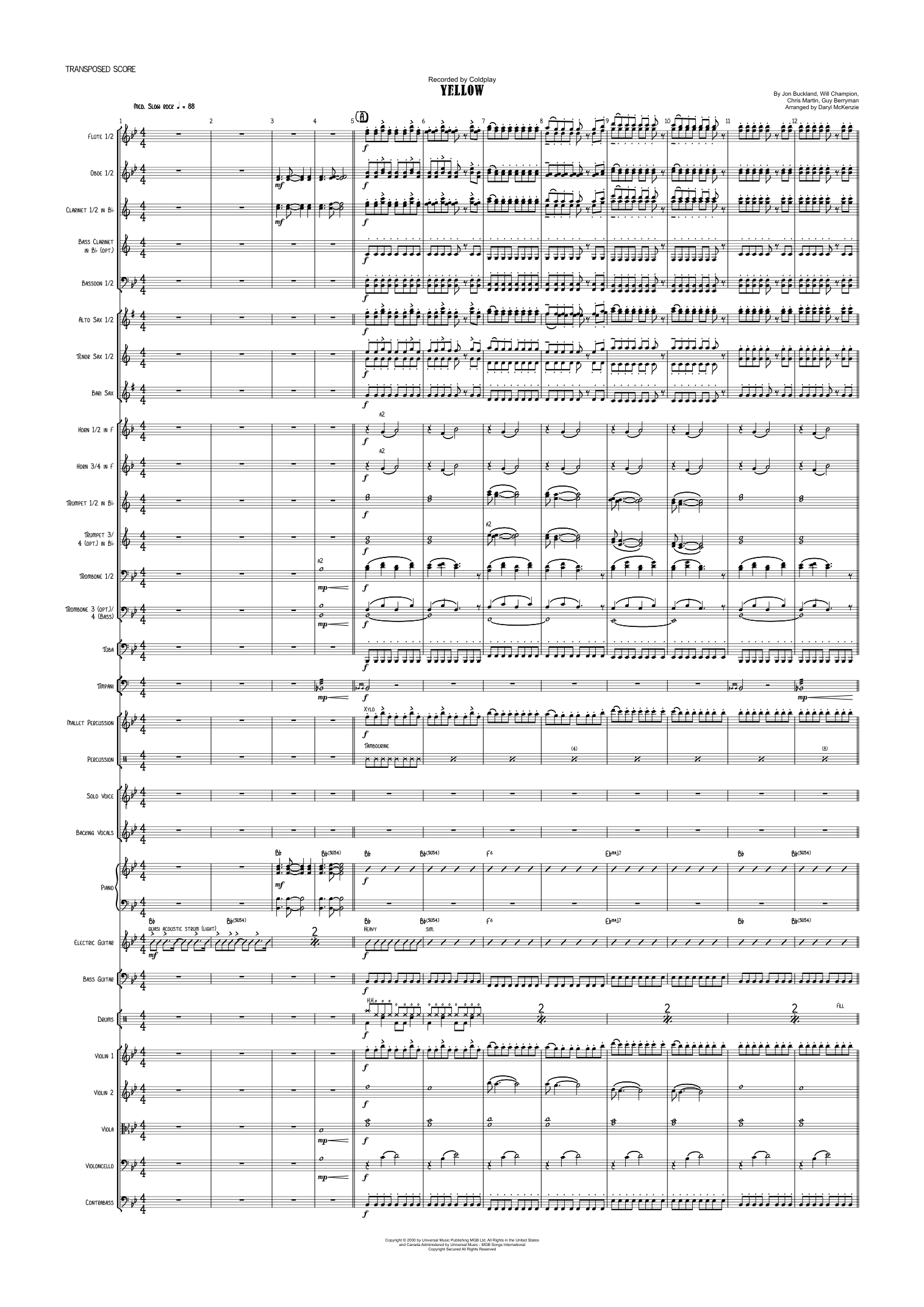 Yellow (arr. Daryl McKenzie) by Coldplay 管弦乐团 - 预览