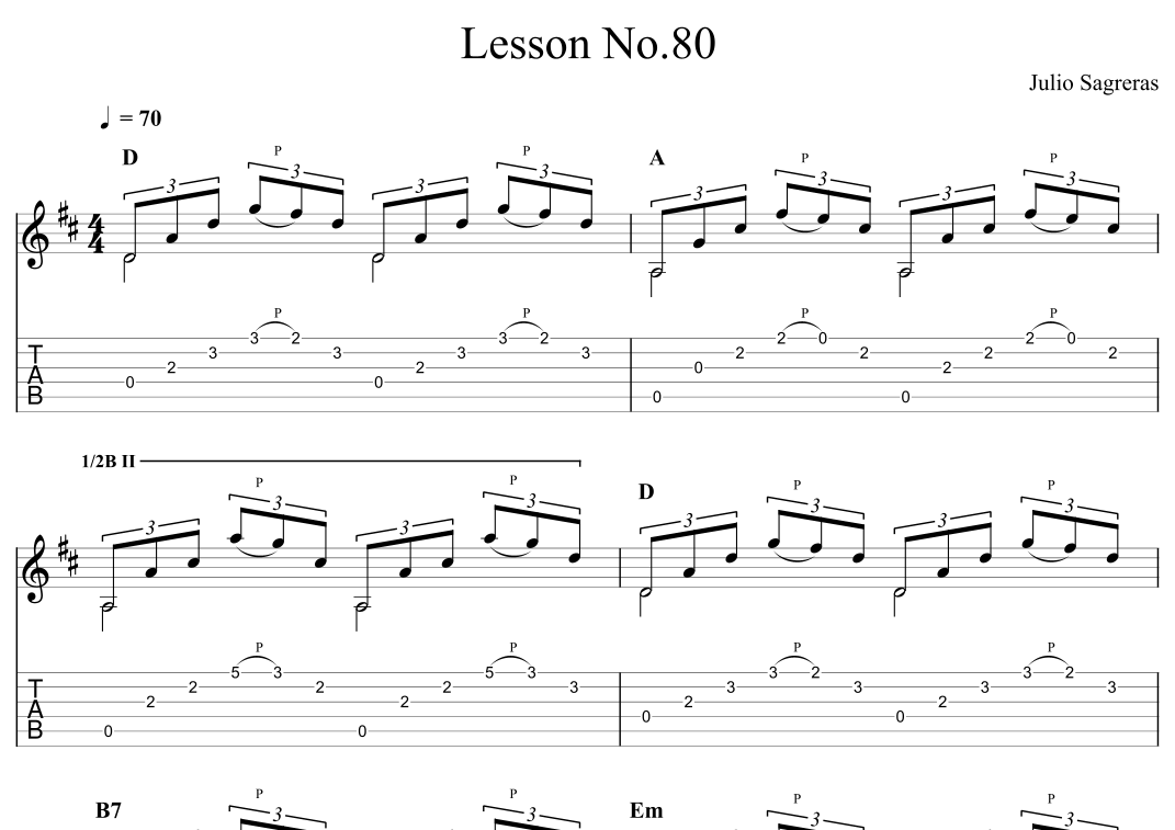 Lesson No.80 by Julio Sagreras Sheet Music for Guitar Tab (arr. Leo ...