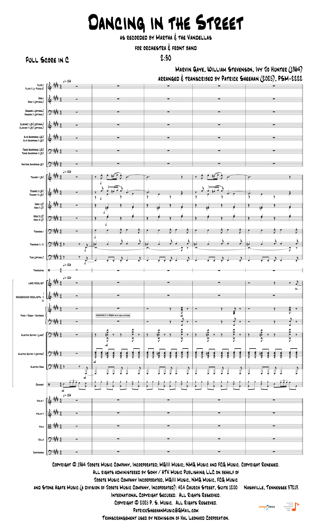 Dancing In The Street (arr. Patrick Sheehan) by Martha & The Vandellas 管弦乐团全谱 - 预览