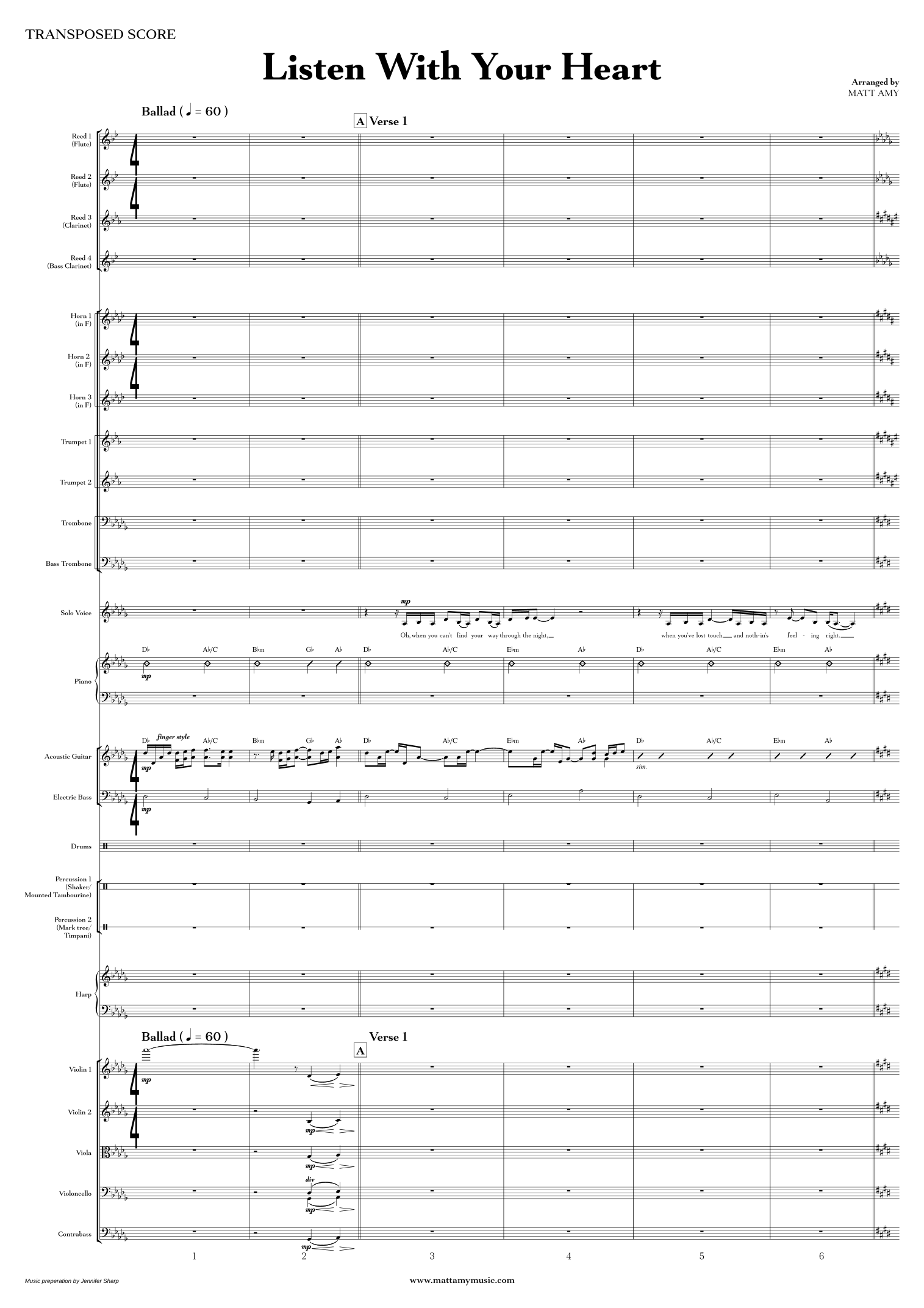 Listen With Your Heart (arr. Matt Amy) by Stephen Schwartz Full Orchestra