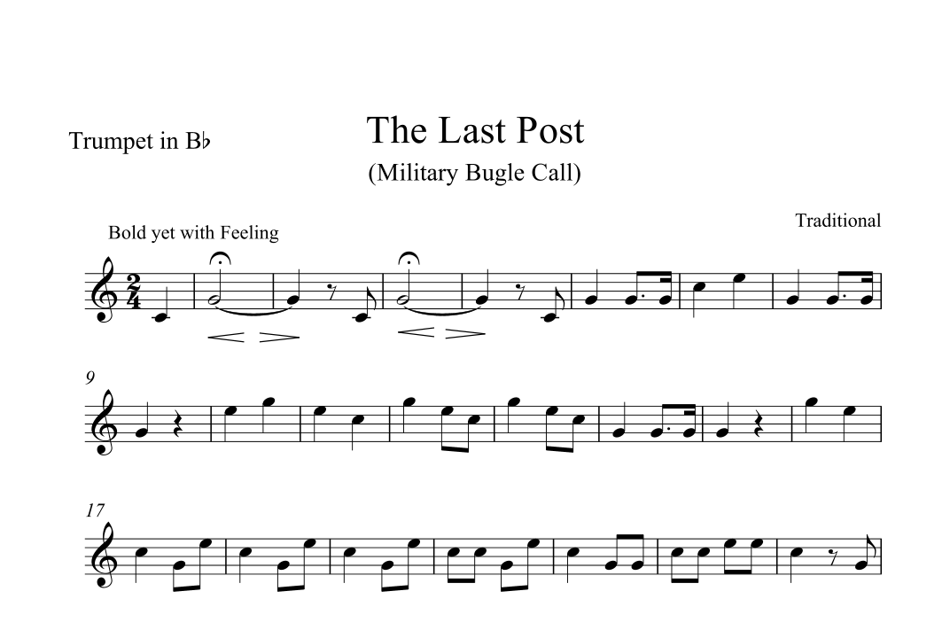 The Last Post Military Bugle Call By Traditional unknown Sheet Music The Last Post Military Bugle Call By Traditional unknown Sheet Music