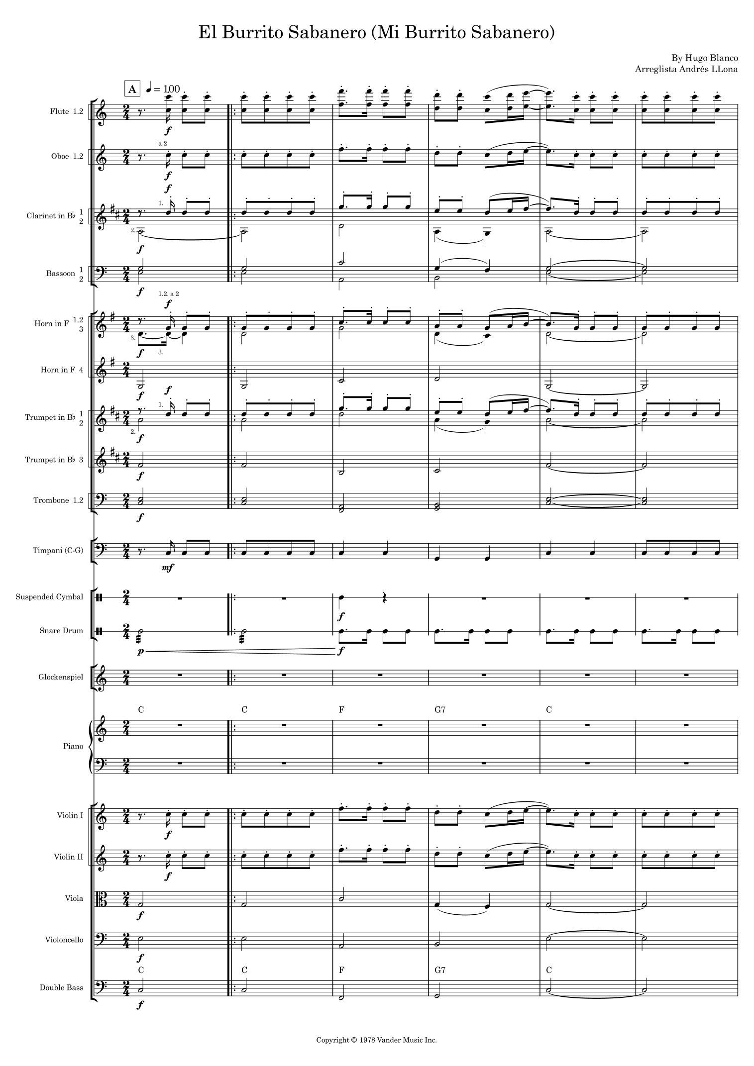 El Burrito Sabanero (Mi Burrito Sabanero) (arr. Andrés LLona) by Hugo Blanco 管弦乐团 - 预览