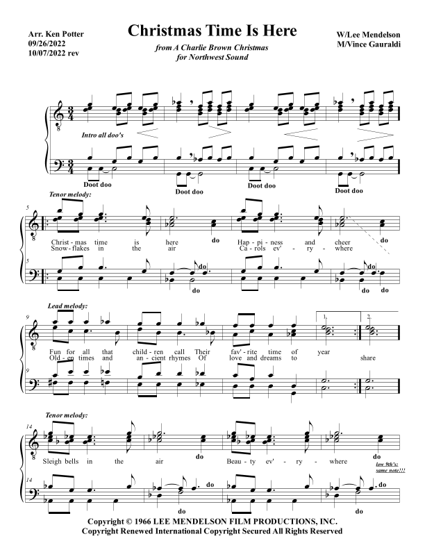 Christmas Time Is Here Sheet Music | Vince Guaraldi | TTBB Choir