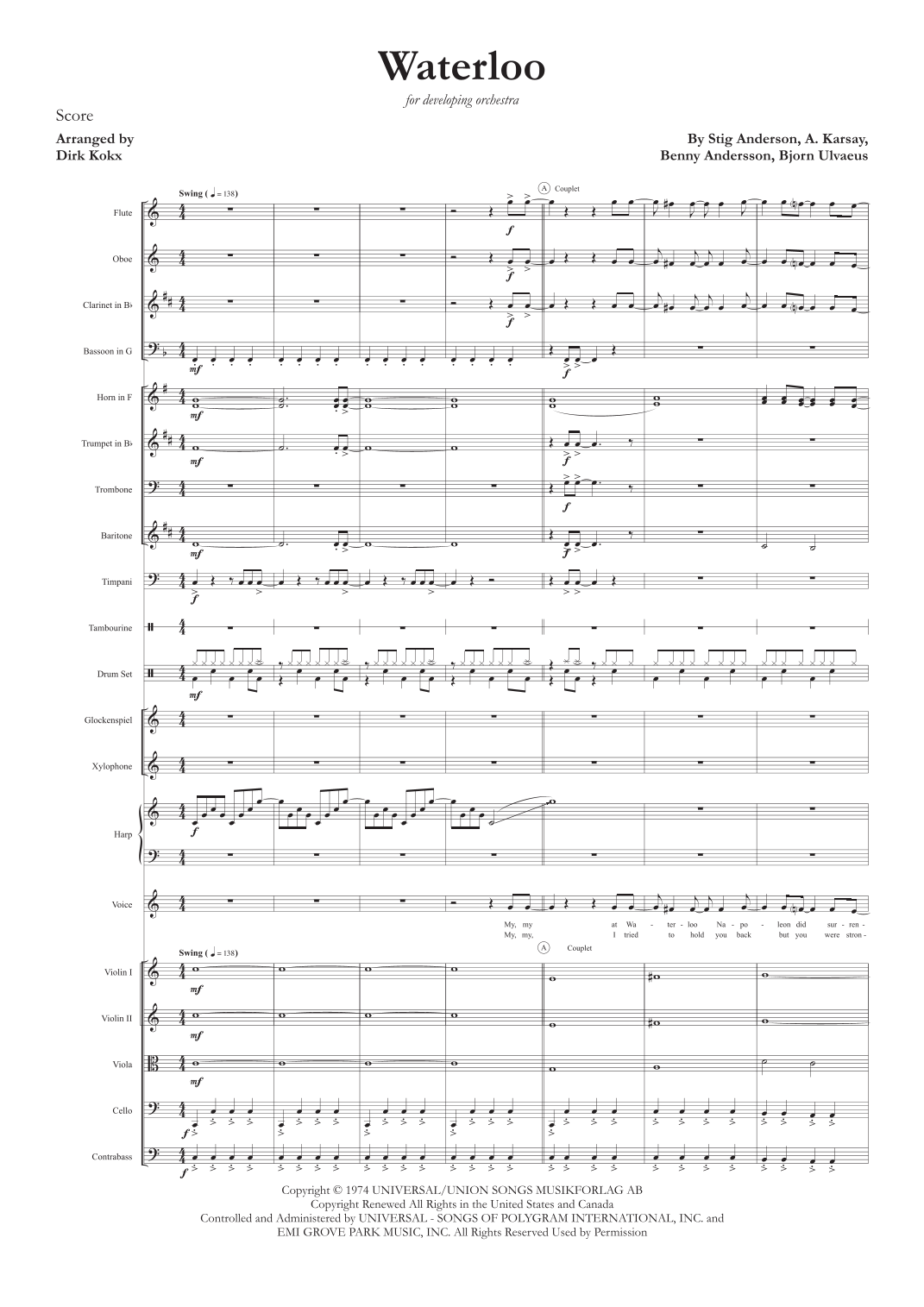 Waterloo (arr. Dirk Kokx) by ABBA 管弦乐团 - 预览