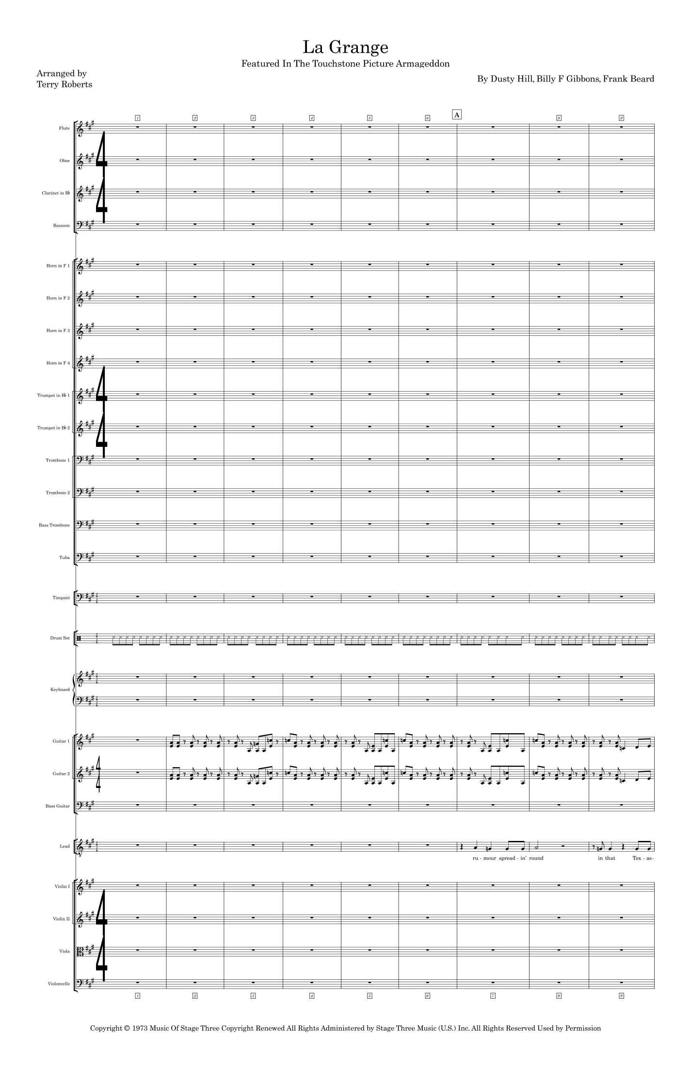 La Grange (arr. Terry Roberts) by ZZ Top Full Orchestra