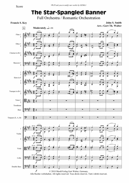 The Star-Spangled Banner (arr. Gert Th. Walter) by John S. Smith 管弦乐团 - 预览