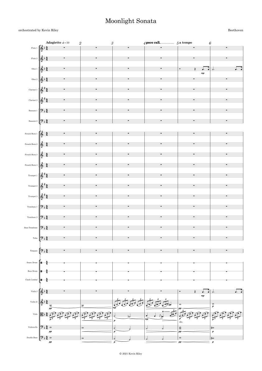 Moonlight Sonata (arr. Kevin Riley) by Beethoven Full Orchestra