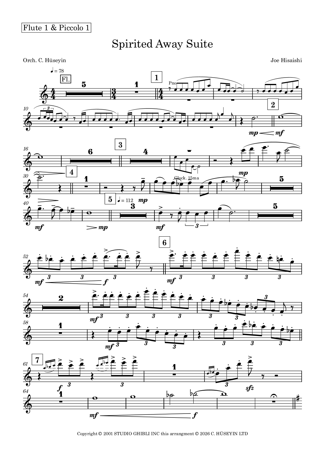 Spirited Away (Film Incidental Music) (arr. Callum Huseyin) by Jou Hisaishi 管弦乐团 - 预览