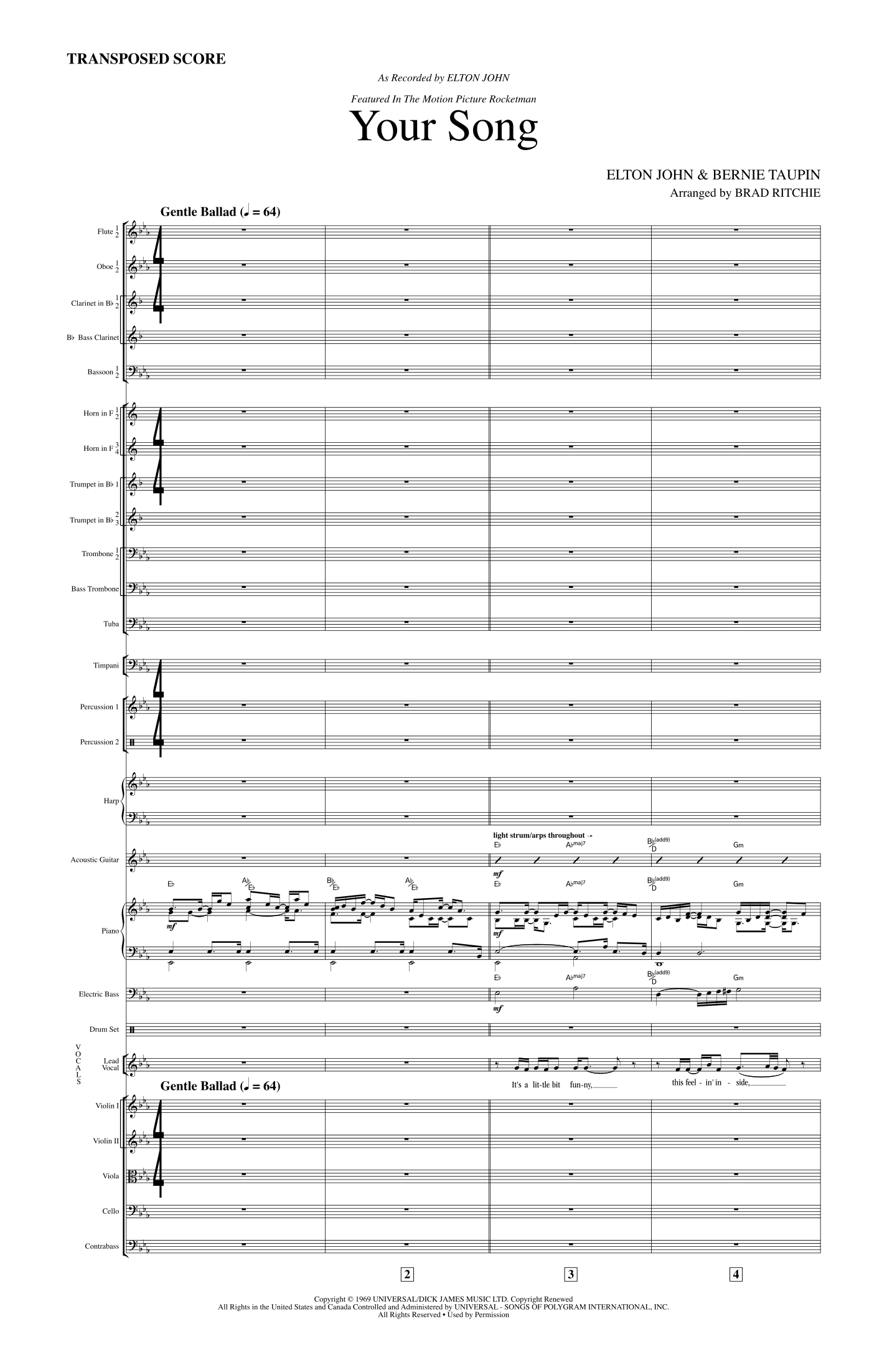Your Song (arr. Brad Ritchie) by Elton John 管弦乐团 - 预览
