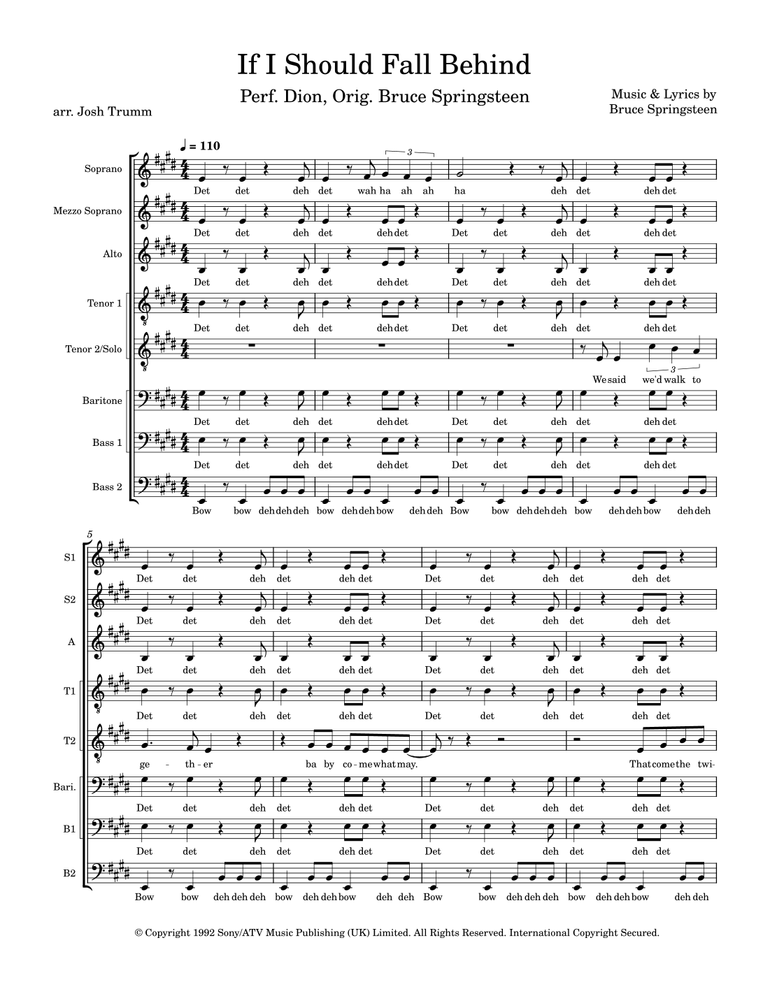 If I Should Fall Behind (arr. Josh Trumm) by Bruce Springsteen Sheet ...