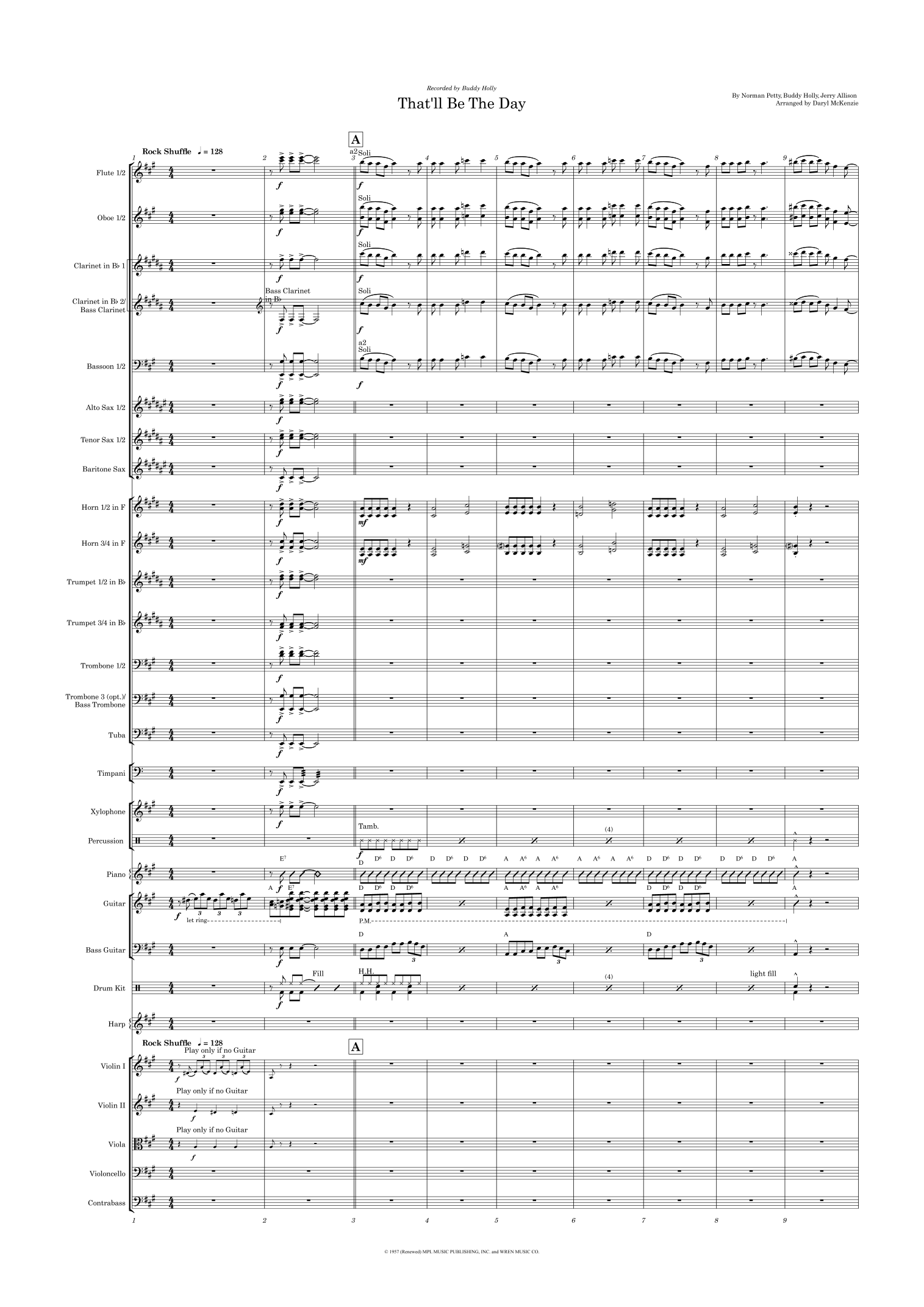 That'll Be The Day (arr. Daryl McKenzie) by The Crickets 管弦乐团 - 预览