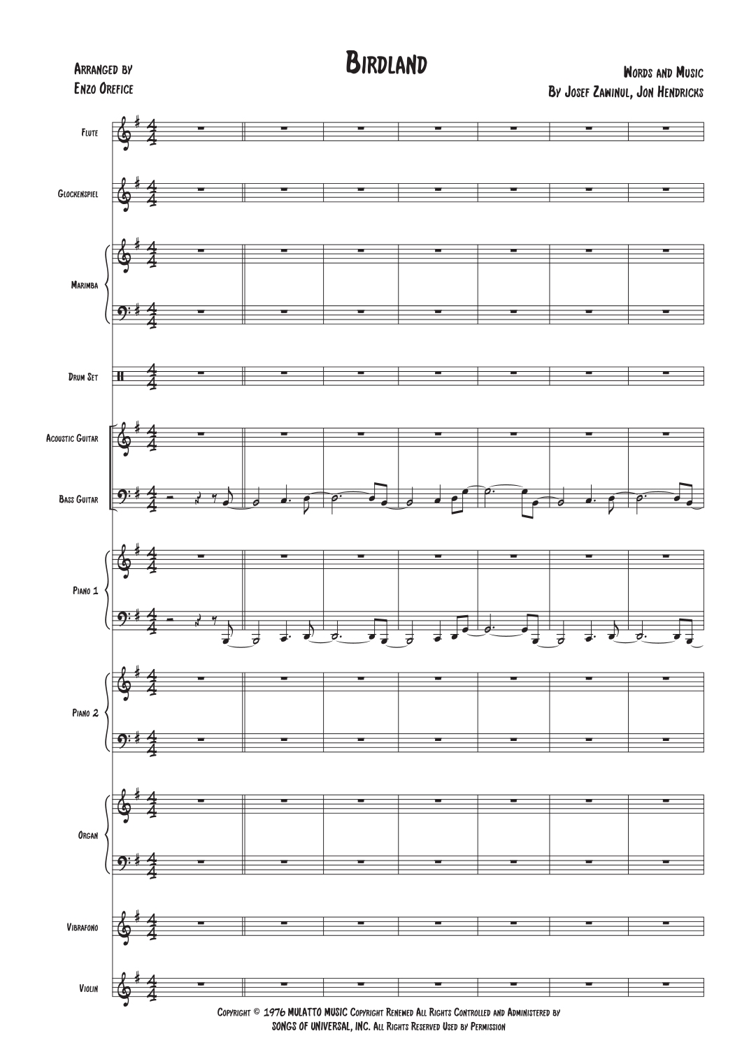 Birdland (arr. Enzo Orefice) by Manhattan Transfer Full Orchestra