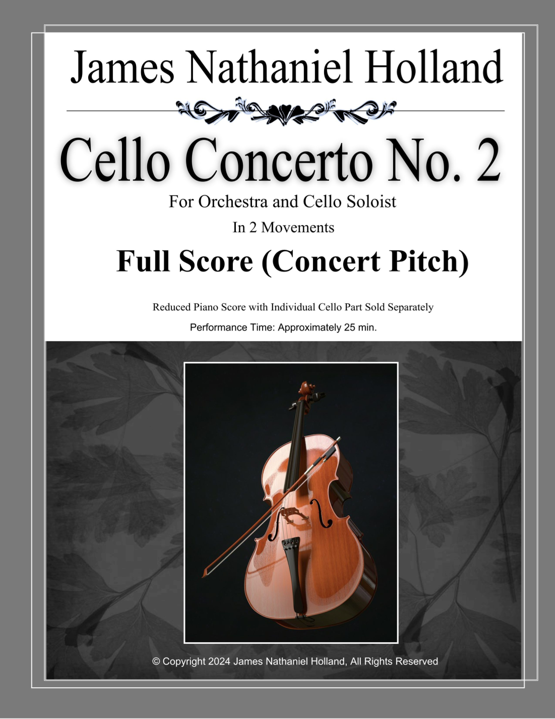Cello Concerto No. 2, Full Score (Concert Pitch) - Score Only by James Nathaniel Holland Full Orchestra