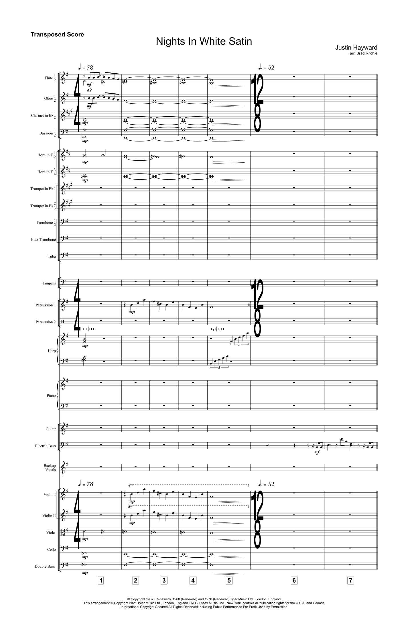 Nights In White Satin (arr. Brad Ritchie) by The Moody Blues 管弦乐团 - 预览