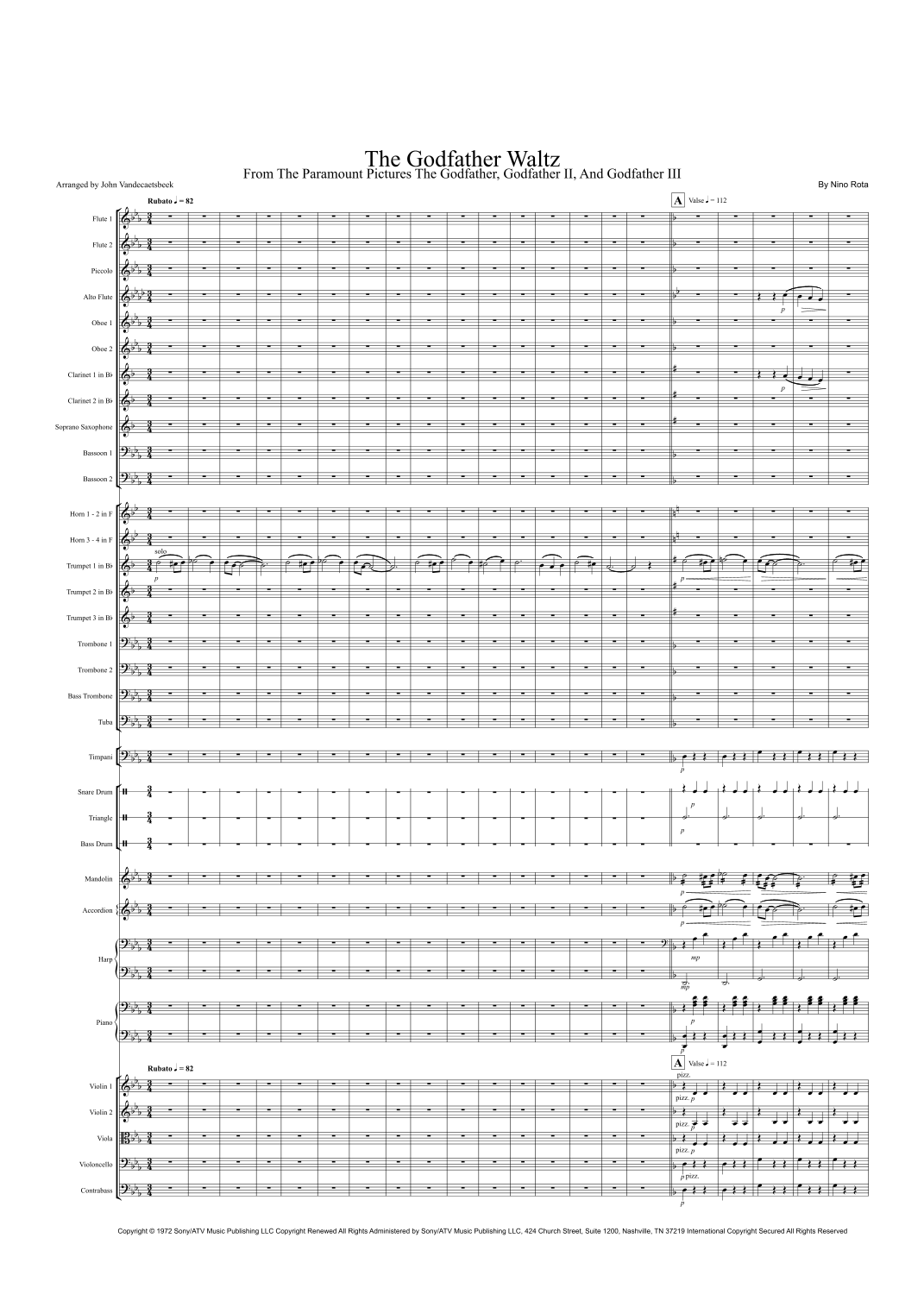 《教父华尔兹》The Godfather Waltz (arr. John Vandecaetsbeek) by Nino Rota 管弦乐团 - 预览