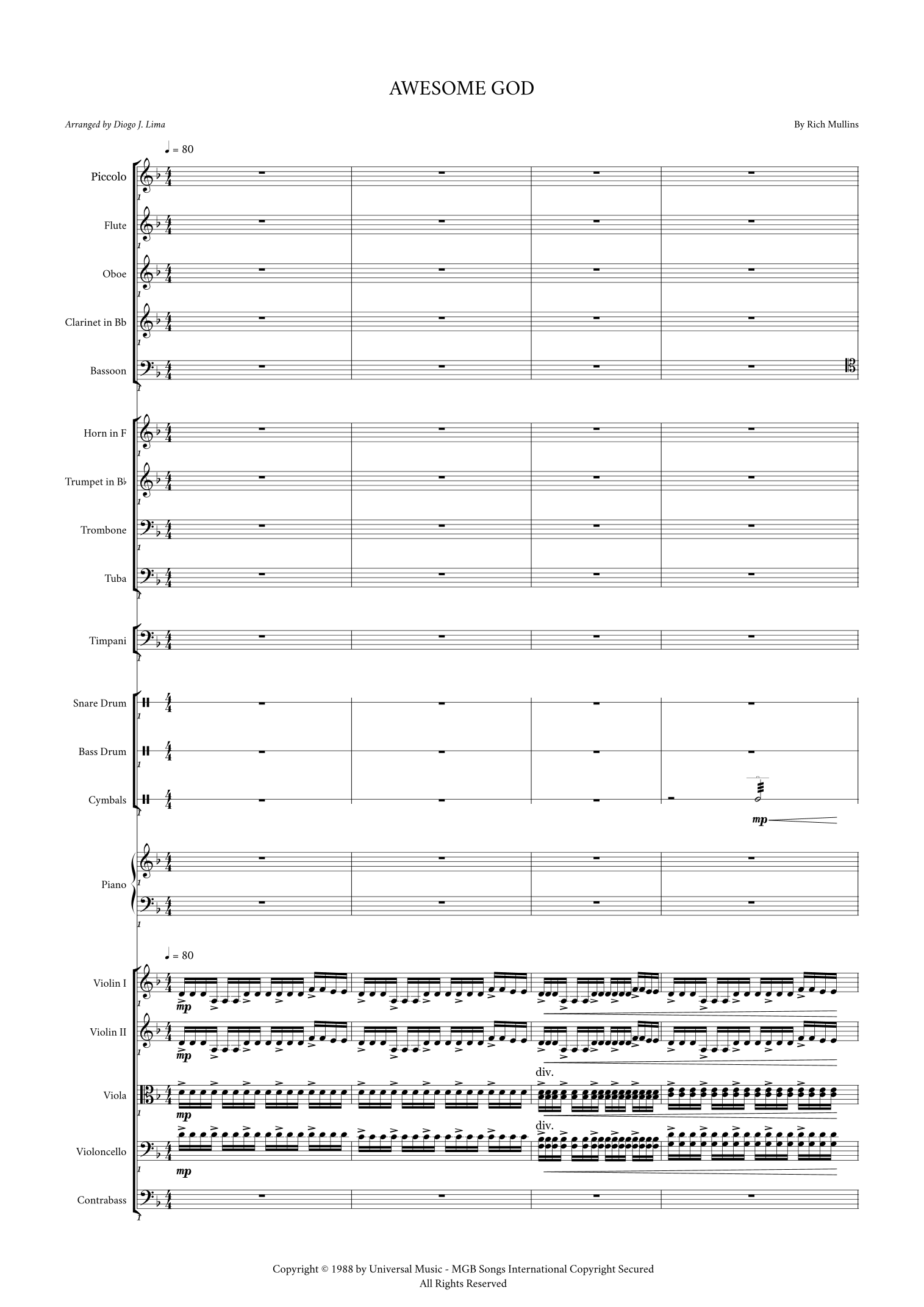 Awesome God (arr. Diogo J. Lima) by Rich Mullins 管弦乐团 - 预览