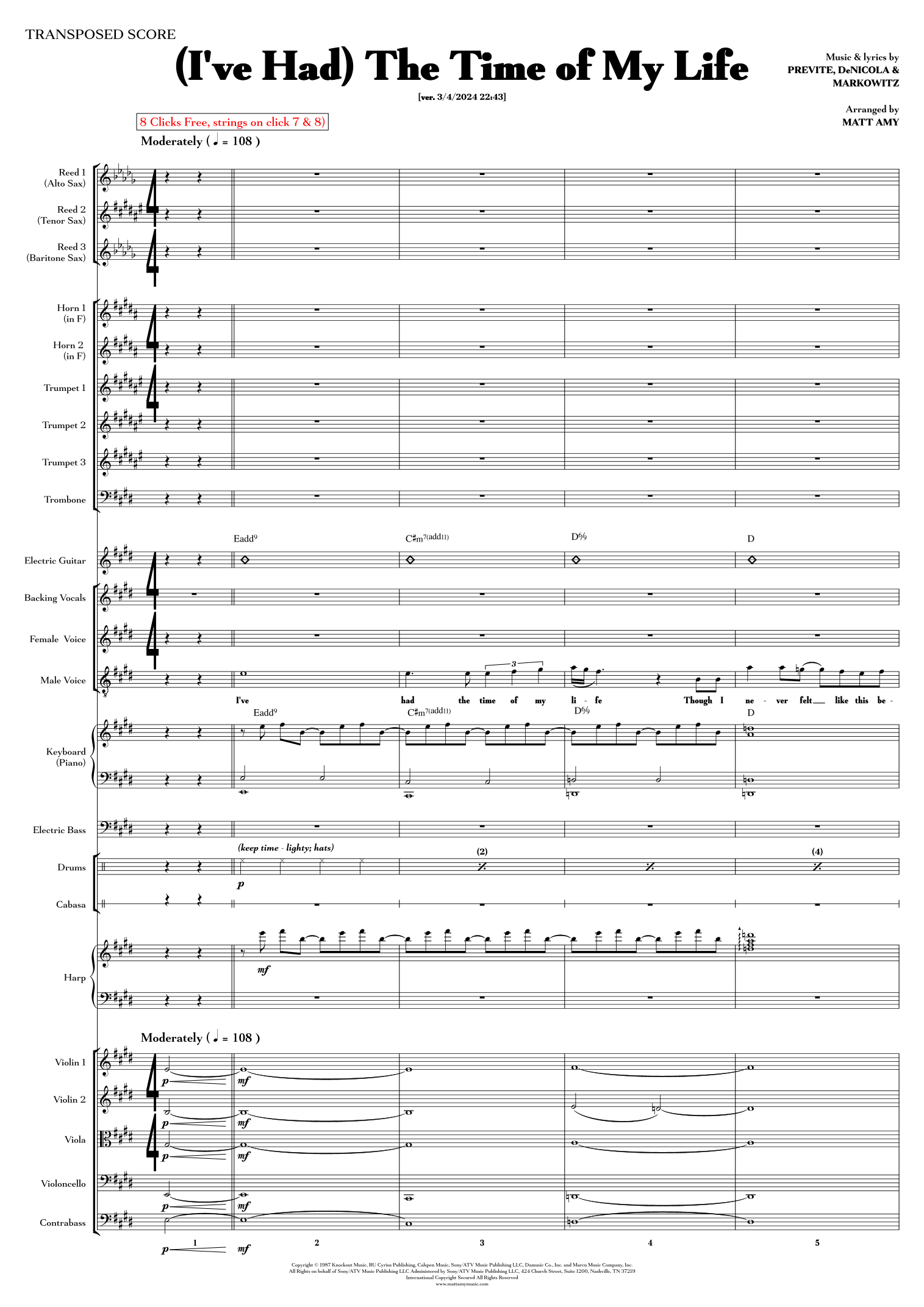 (I'VE Had) The Time Of My Life (arr. Matt Amy) by Bill Medley & Jennifer Warnes Full Orchestra