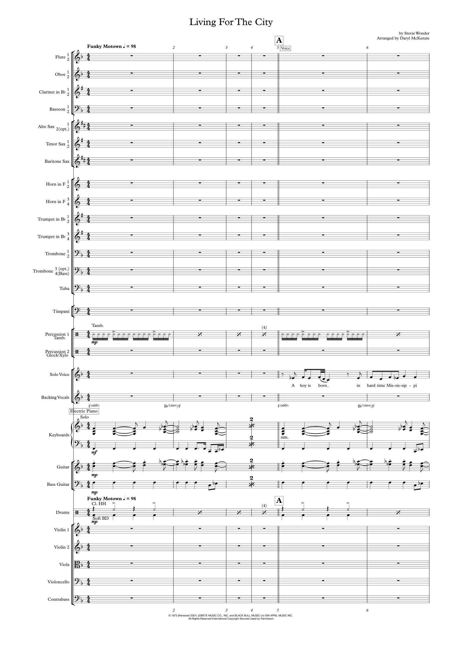 Living For The City (arr. Daryl McKenzie) by Stevie Wonder 管弦乐团 - 预览