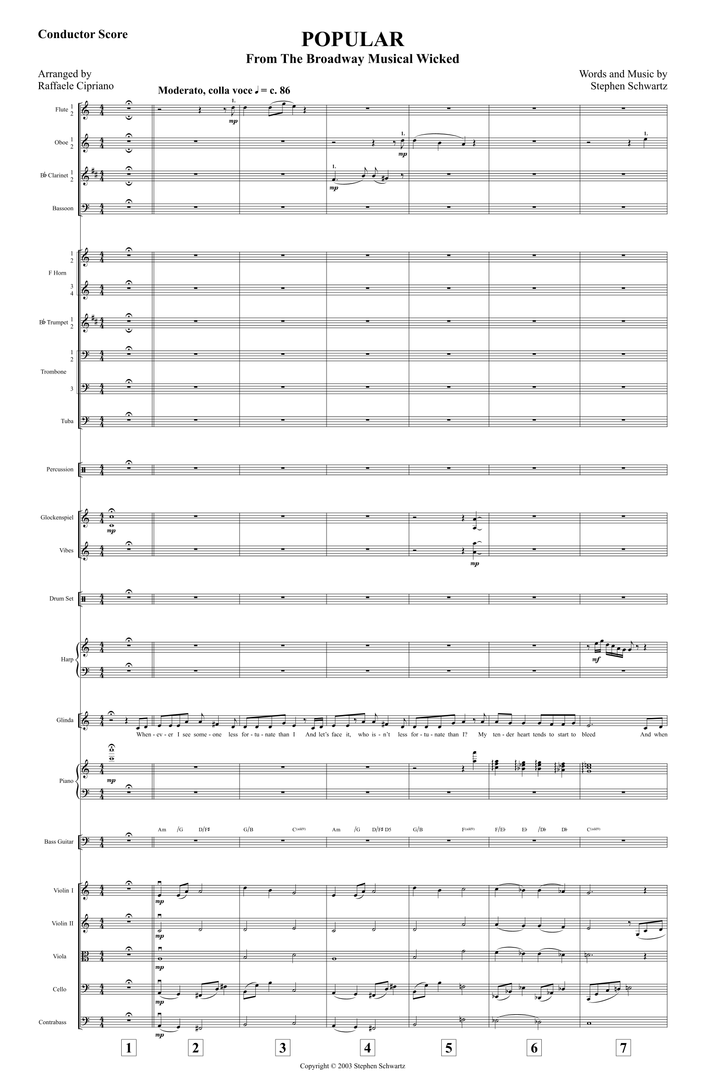 Popular (arr. Raffaele Cipriano) by Stephen Schwartz 管弦乐团 - 预览