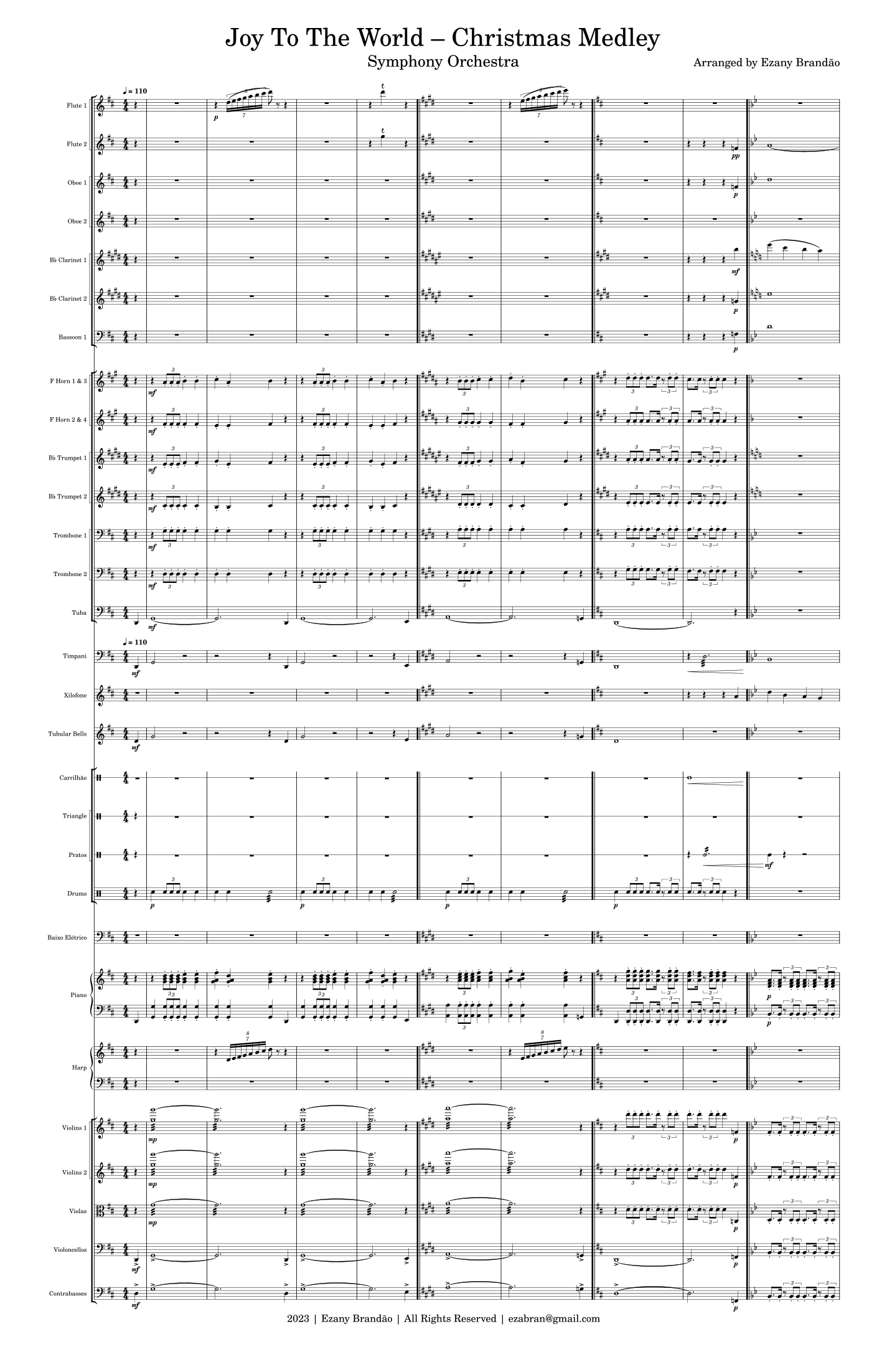 Joy To The World 普世欢腾 – Georg Friedrich Händel 圣诞联曲 Christmas Medley (Ezany Brandão da Silva Junior 编曲) 管弦乐团 Full Orchestra - 预览