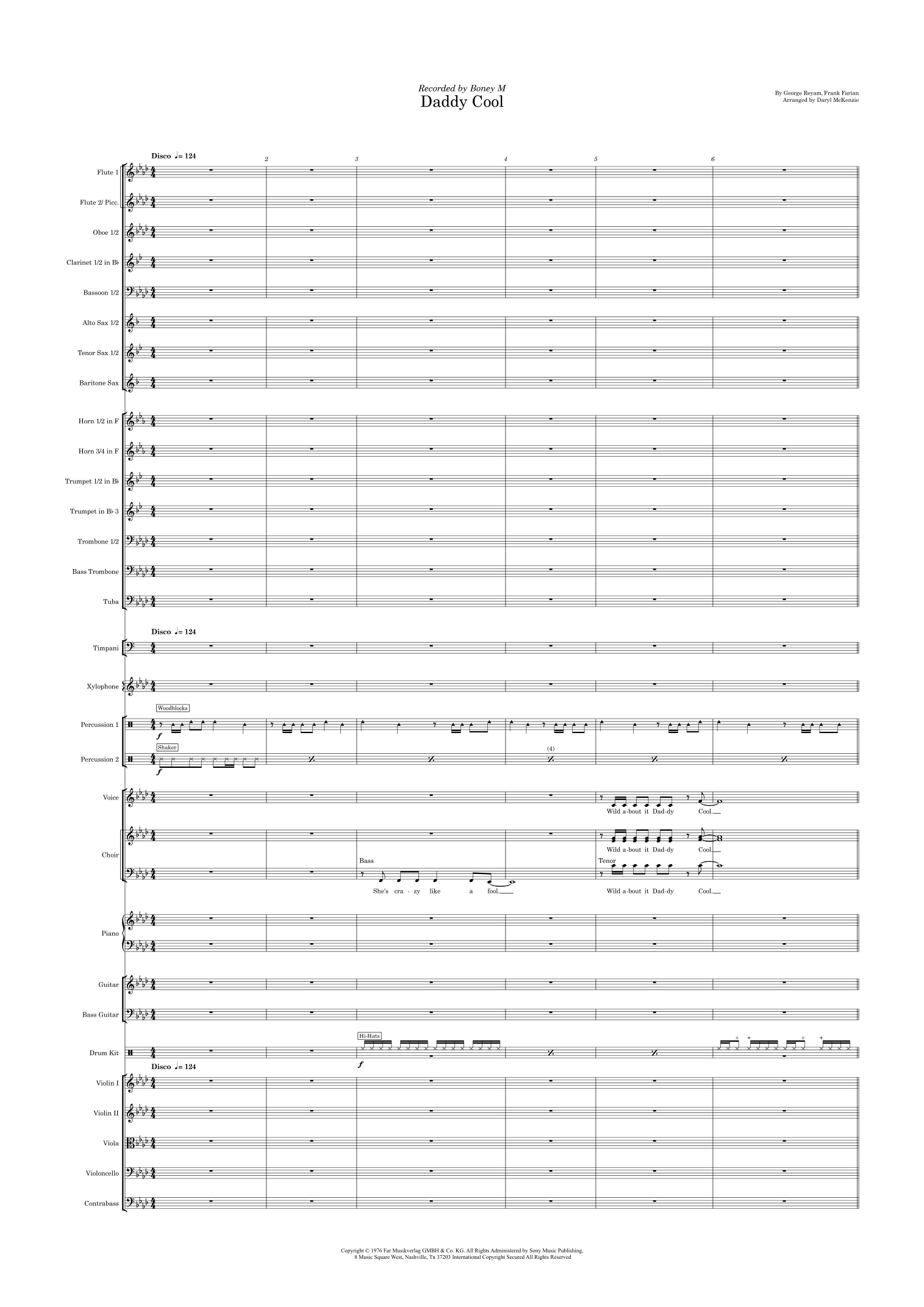 Daddy Cool (arr. Daryl McKenzie) by Boney M 管弦乐团 - 预览