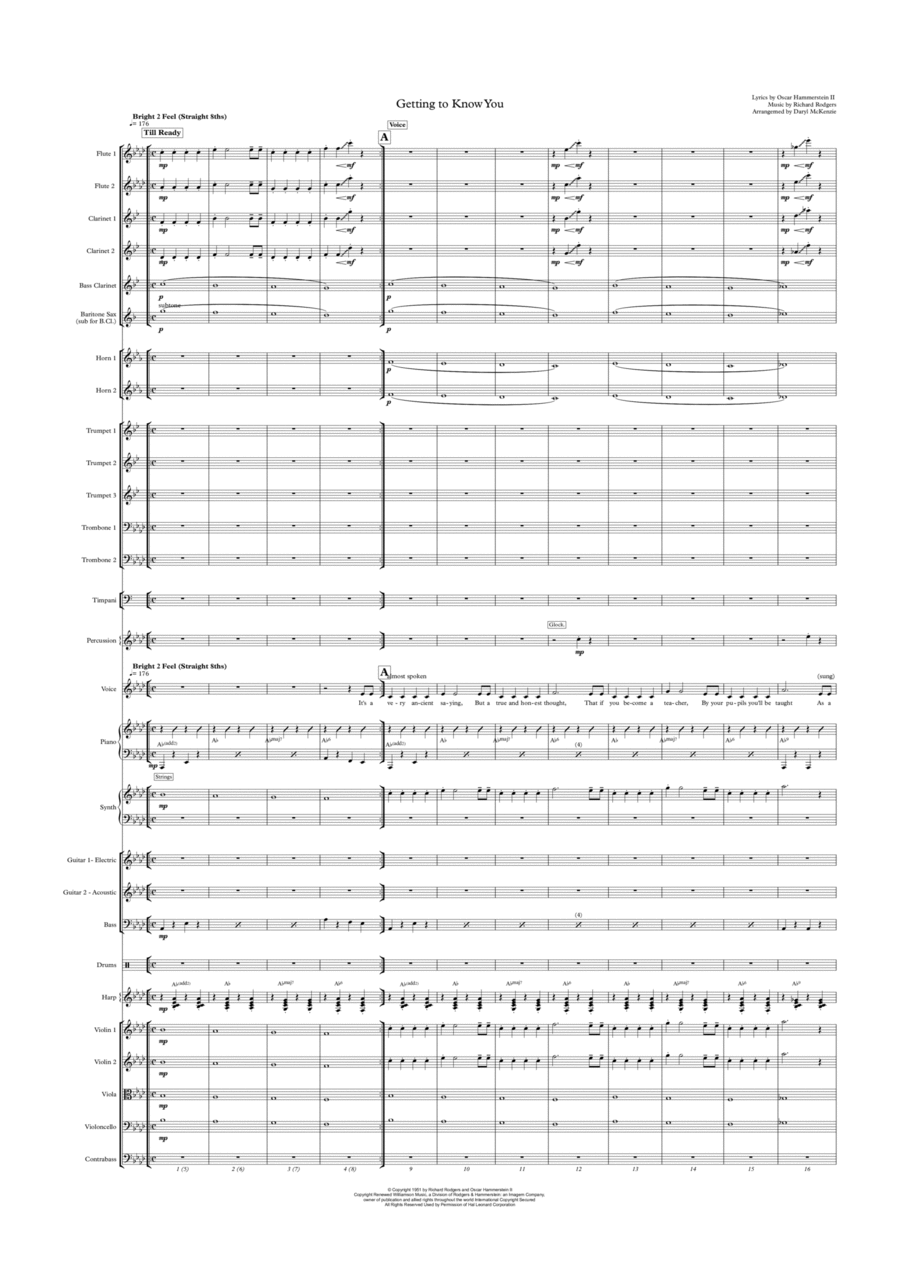 Richard Rodgers《Getting To Know You》(arr. Daryl McKenzie) 管弦乐团全谱 - 预览