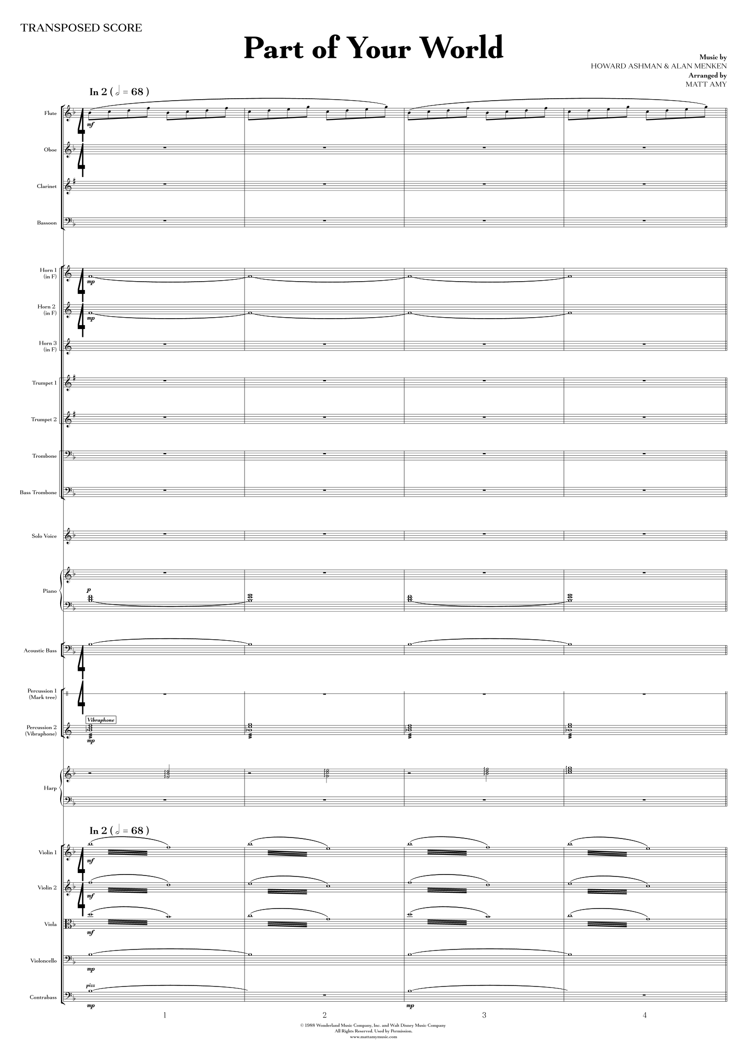 Part Of Your World (arr. Matt Amy) by Howard Ashman 管弦乐团 - 预览