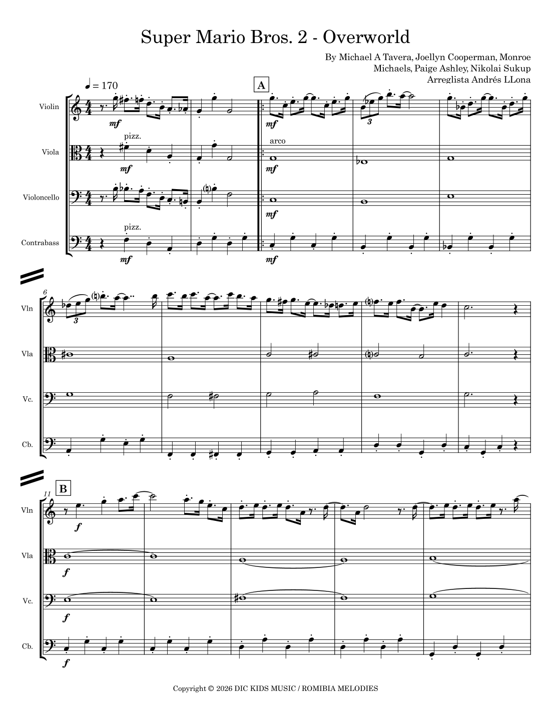 Super Mario Bros III (arr. Andrés LLona) by Monroe Michaels Sheet Music ...