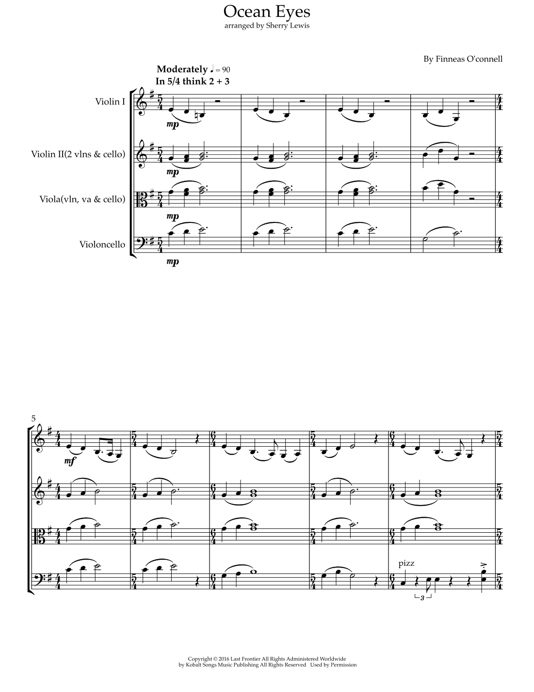 Ocean Eyes (arr. Sherry Lewis) Partituras Digitales