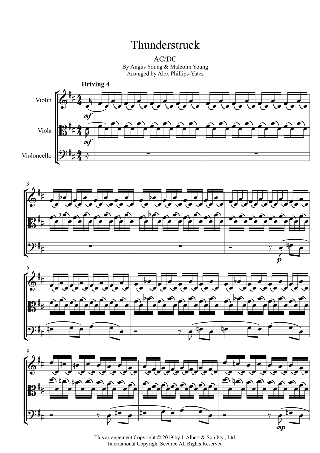 Thunderstruck (arr. Alex Phillips-Yates) by AC/DC Sheet Music for ...