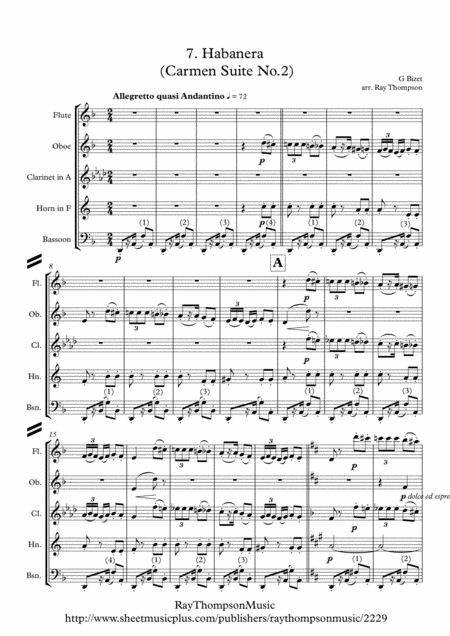 本 Carmen Suite pour quintette à vent