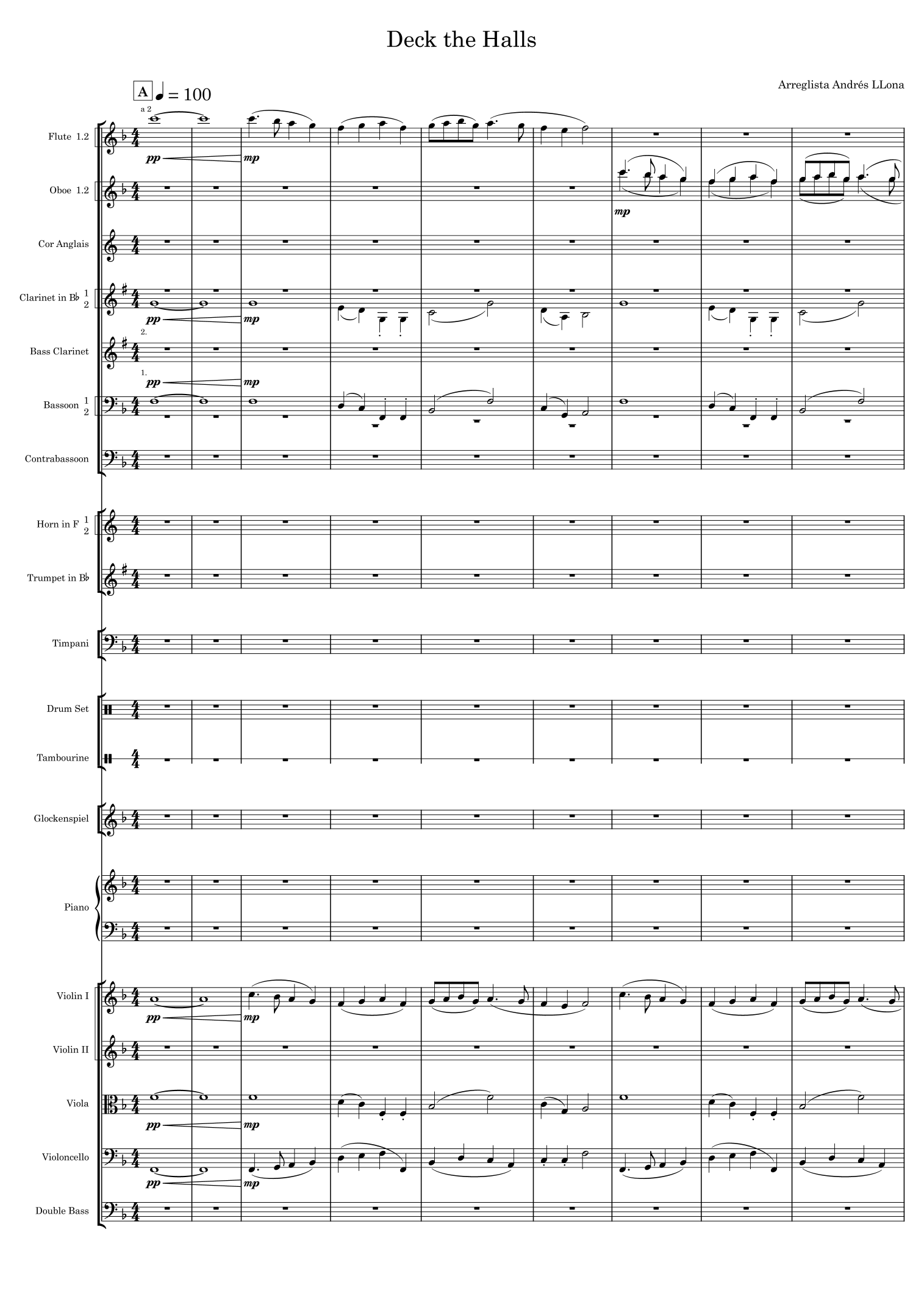 Deck the Halls (arr. Andrés LLona) by Thomas Oliphant Full Orchestra