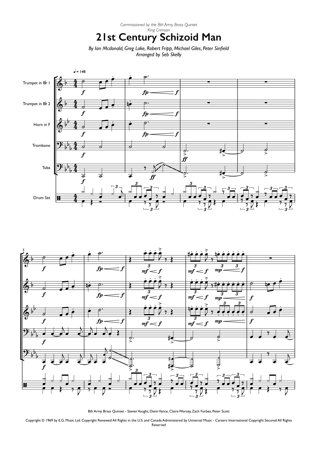 21st Century Schizoid Man by King Crimson Sheet Music for Brass ...