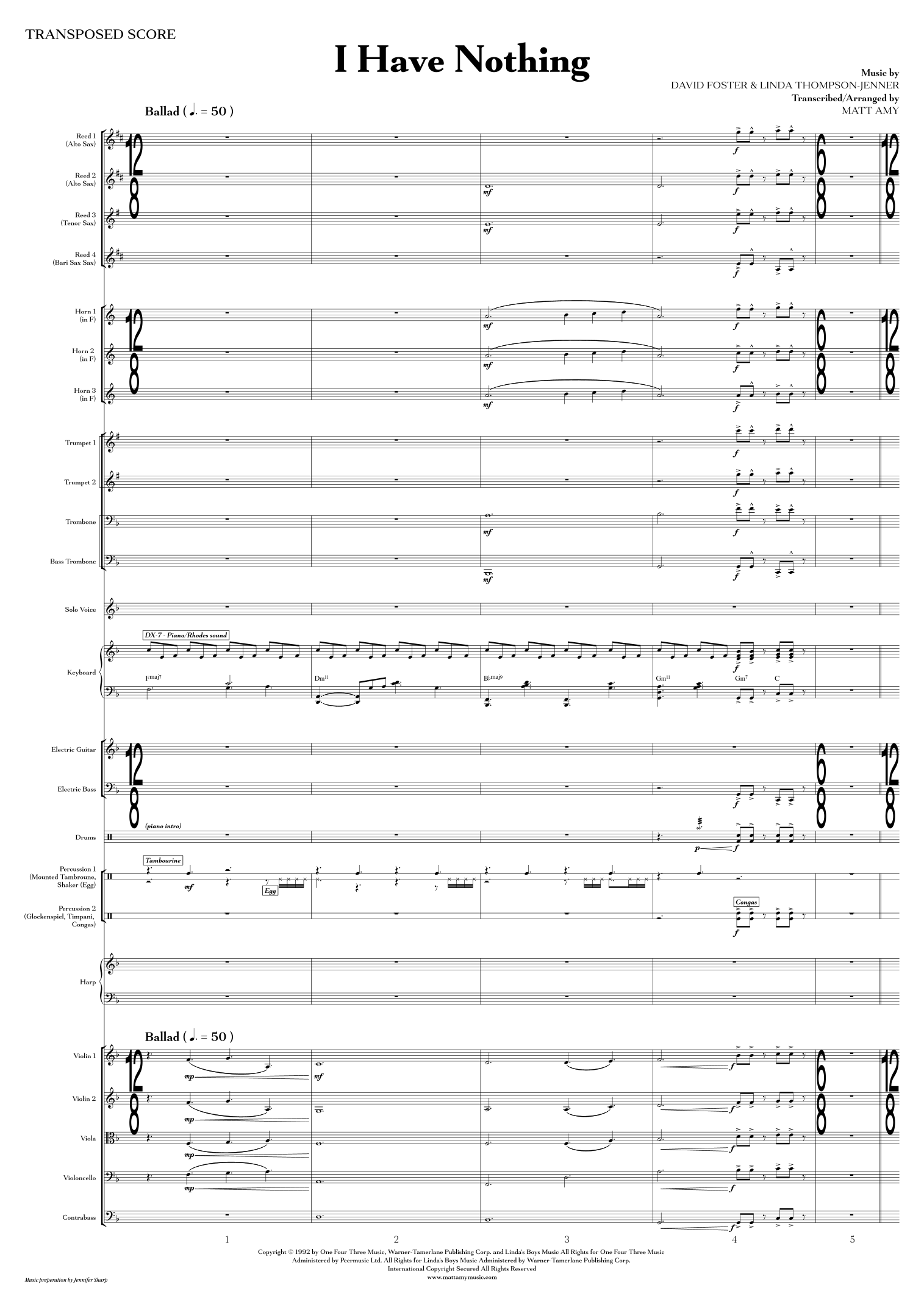 I Have Nothing (arr. Matt Amy) by Whitney Houston Full Orchestra