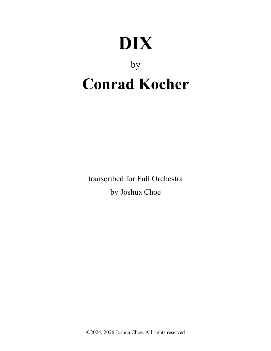 DIX (arr. JMJ Arrangements) by Conrad Kocher 管弦乐团 - 预览