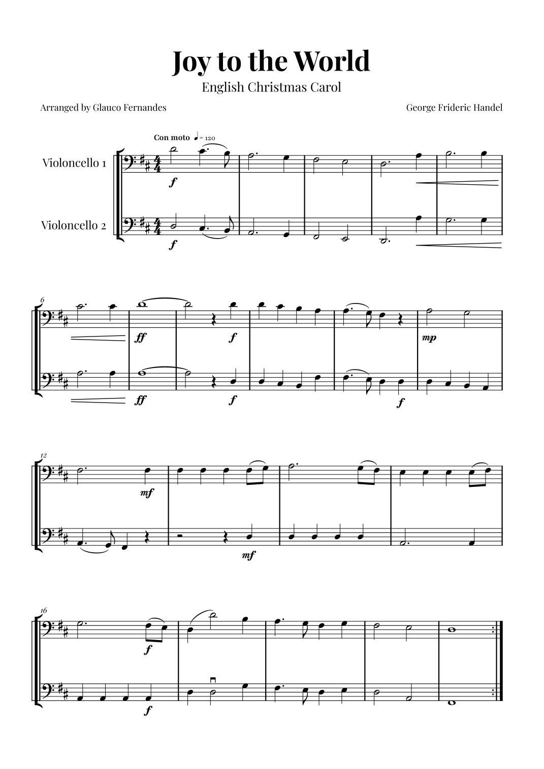 Joy to the World | BEAUTIFUL Duet (arr. Glauco Fernandes) Digitale Noten