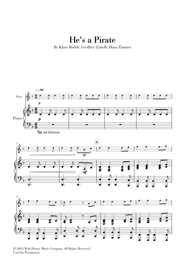 He s A Pirate arr Cadenza Editions By Geoffrey Zanelli Sheet Music 