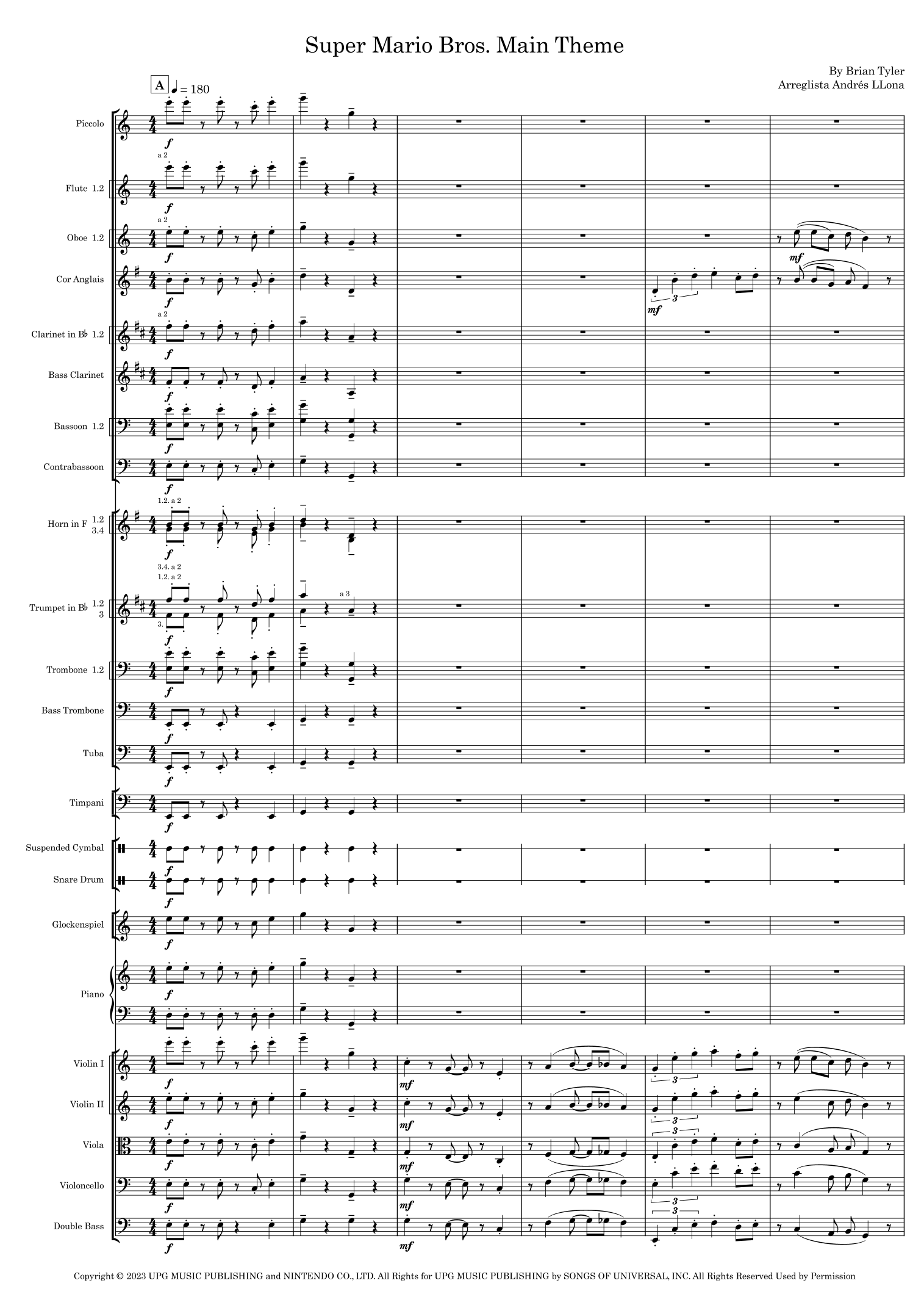 Super Mario Bros. Opus (arr. Andrés LLona) by Brian Tyler Full Orchestra - 预览