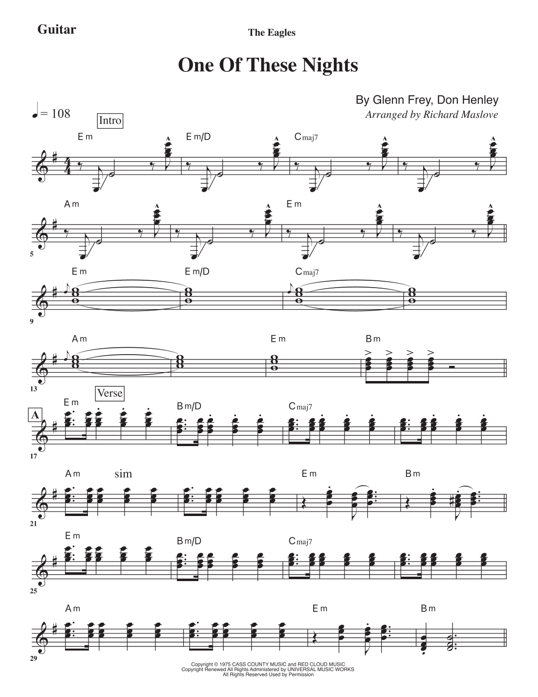One Of These Nights (arr. Richard Maslove) by Eagles Full Orchestra