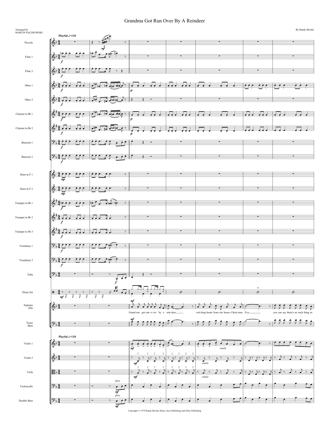 Grandma Got Run Over By A Reindeer (arr. Marcin Pączkowski) by Elmo & Patsy Full Orchestra