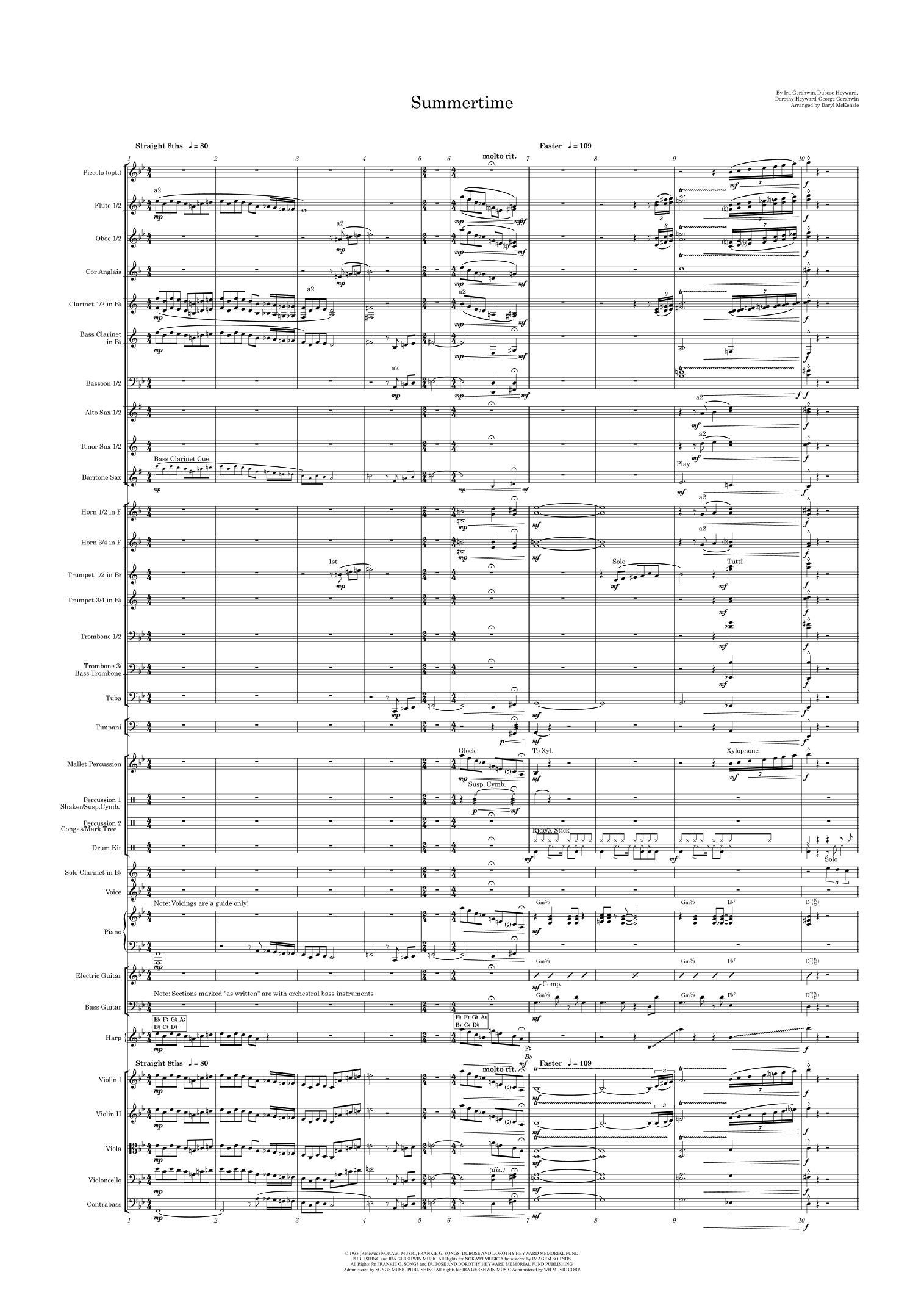 Summertime (arr. Daryl McKenzie) by Ira Gershwin 管弦乐团 - 预览