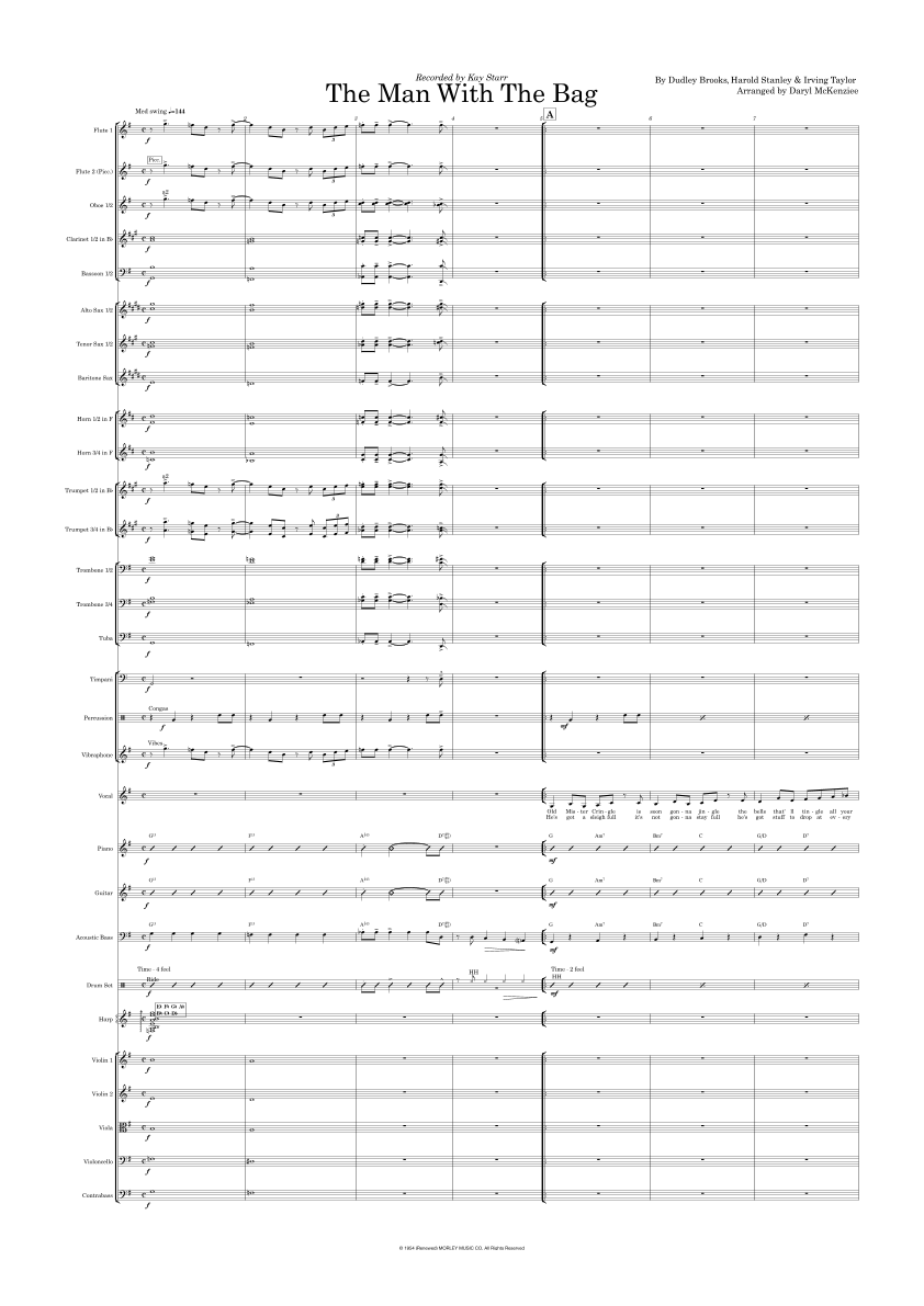 (everybody's Waitin' For) The Man With The Bag (arr. Daryl McKenzie) by Dudley Brooks Full Orchestra