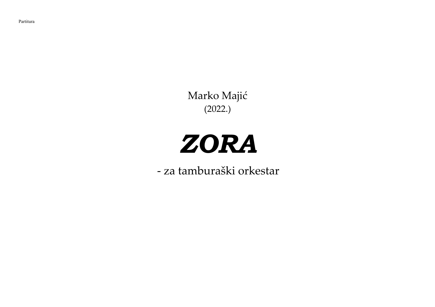 Zora by Marko Majic Full Orchestra