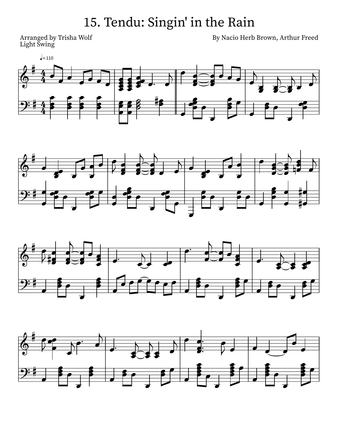 Singin' in the Rain (Tendu) (arr. Trisha Wolf) by Nacio Herb Brown ...