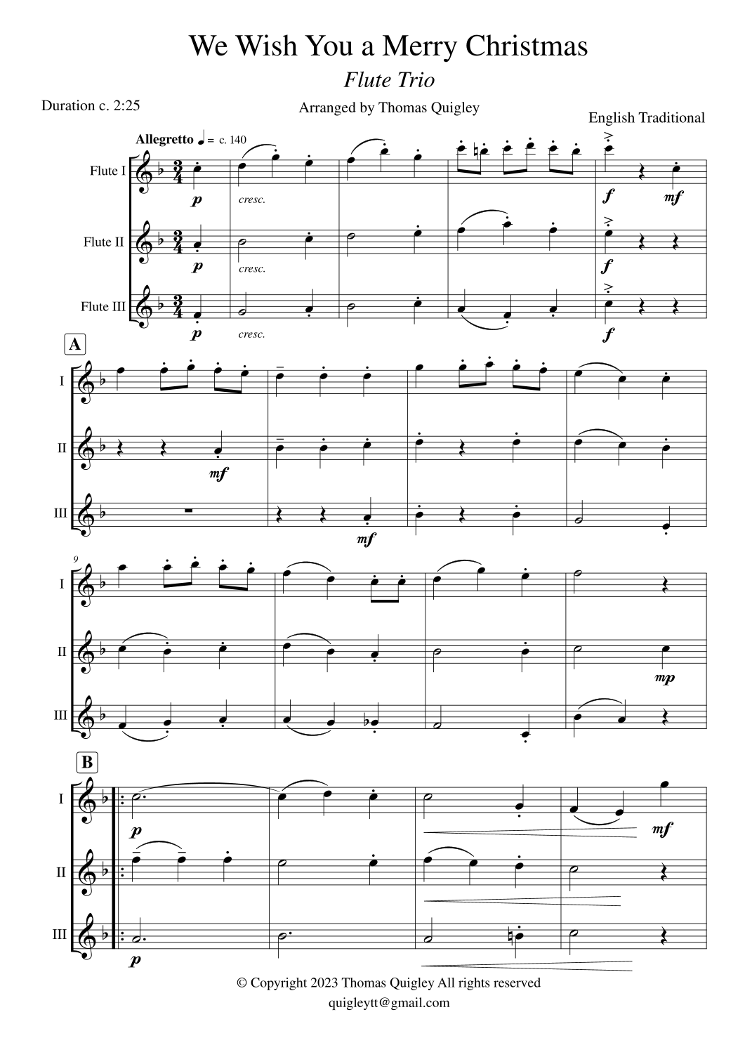 We Wish You a Merry Christmas (arr. Thomas Quigley) Digital Sheet Music